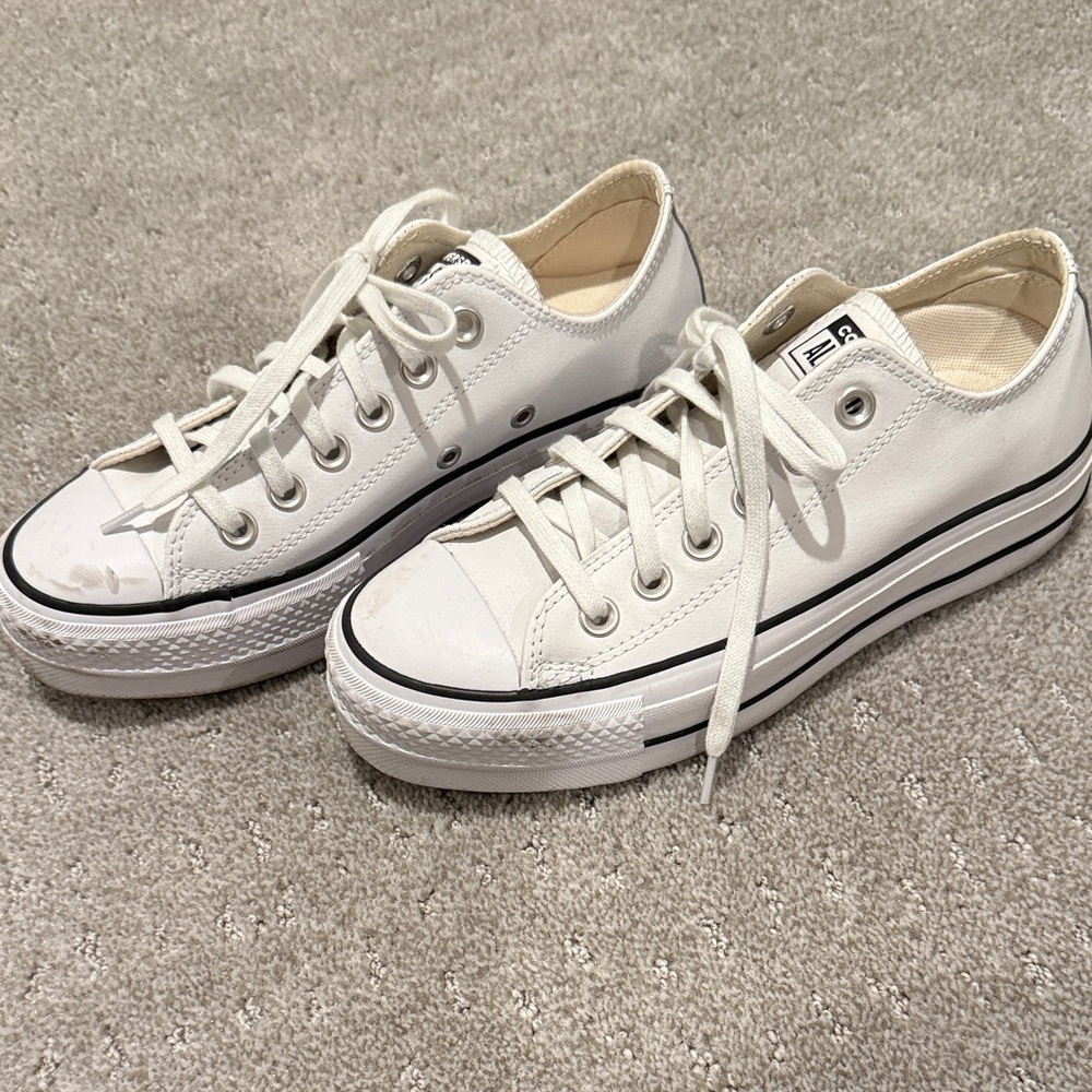 Converse All Star Platform Sneakers. White size 5.5. In good shape.